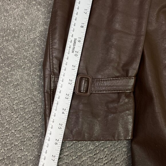 Vintage 70s Sears Leather Jacket Men's 44 Brown Fight Club Overcoat Top Coat - Picture 12 of 14